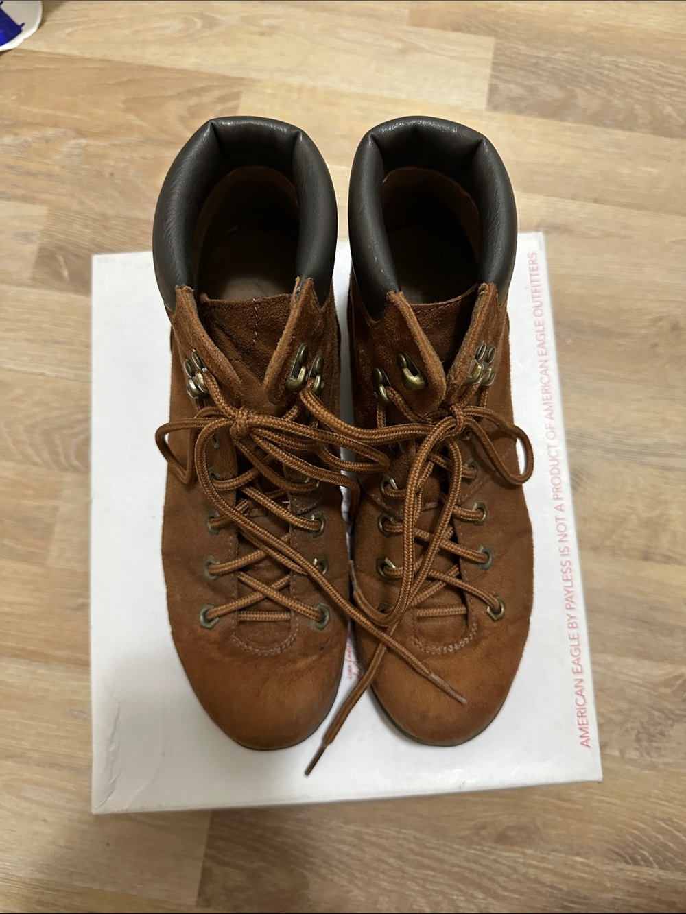 American Eagle By Payless Brown Suede Lace-Up Ankle Boots